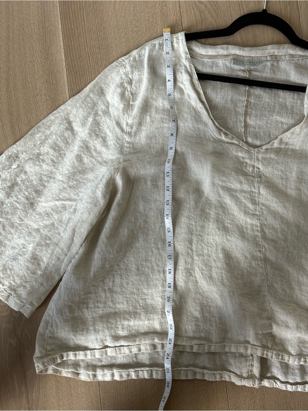 bryn Walker Natural Linen Tunic Top With Bell Sleeves - Picture 9 of 11